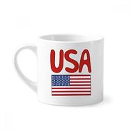 Dıythinker 170 ml Beyaz Amerika Ulusal Bayrağı Kırmızı Desenli Mini Kahve Seramik Kupa