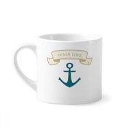 Dıythinker 170 ml Beyaz Anchor Ocean Love Deniz Yelkenli Desenli Mini Kahve Seramik Kupa