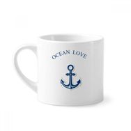 Dıythinker 170 ml Beyaz Anchor Ocean Love Deniz Yelkenli Mavi Mini Kahve Seramik Kupa