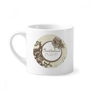 Dıythinker 170 ml Beyaz Antik Gül Bitki Çiçek Desenli Mini Kahve Seramik Kupa