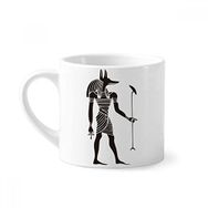 Dıythinker 170 ml Beyaz Antik Mısır Anubis Totem Fresko Mini Kahve Seramik Kupa