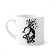 Dıythinker 170 ml Beyaz Antik Mısır Soyut Dekoratif Sanat Desenli Mini Kahve Seramik Kupa