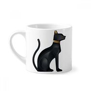 Dıythinker 170 ml Beyaz Antik Mısır Soyut Siyah Kedi Desenli Mini Kahve Seramik Kupa