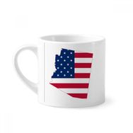 Dıythinker 170 ml Beyaz Arizona ABD Haritası Yıldızlar Çizgili Bayrak Şekilli Mini Kahve Seramik Kupa