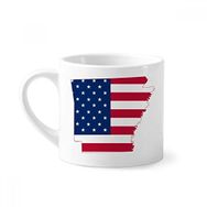 Dıythinker 170 ml Beyaz Arkansas Amerika Haritası Yıldızlar Çizgili Bayrak Şekilli Mini Kahve Seramik Kupa
