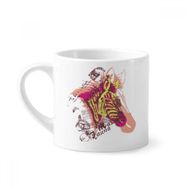 Dıythinker 170 ml Beyaz Art Zebra Çiçek Sarı Pembe Mini Kahve Seramik Kupa