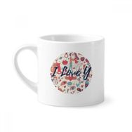 Dıythinker 170 ml Beyaz Aşk Çift Çiçek Bitki Boyası Mini Kahve Seramik Kupa