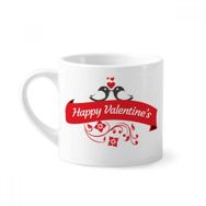 Dıythinker 170 ml Beyaz Aşk Kuşları Mutlu Sevgililer Günü Mini Kahve Seramik Kupa