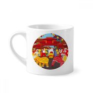 Dıythinker 170 ml Beyaz Aslan Dansı Çin Özel Çin Kasabası Mini Kahve Seramik Kupa