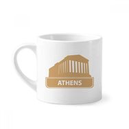 Dıythinker 170 ml Beyaz Atina Yunanistan Sarı Simge Desenli Mini Kahve Seramik Kupa