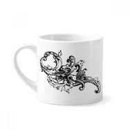 Dıythinker 170 ml Beyaz Barok Sanat Dekorasyonu Modern Desen Mini Kahve Seramik Kupa