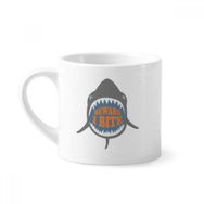 Dıythinker 170 ml Beyaz Beware I Bite Shark Illustrate Mini Kahve Seramik Kupa