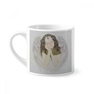 Dıythinker 170 ml Beyaz Beyaz Kanat Güzel Kız Çin Resim Mini Kahve Seramik Kupa