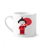 Dıythinker 170 ml Beyaz Beyaz Kırmızı Japon Çizgi Film Mini Kahve Seramik Kupa