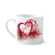 Dıythinker 170 ml Beyaz Beyaz Kırmızı Kalpler Çiçekler Sevgililer Günü Mini Kahve Seramik Kupa