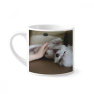 Dıythinker 170 ml Beyaz Beyaz Köpek Evcil Hayvan Sevimli Fotoğraf Mini Kahve Seramik Kupa