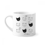 Dıythinker 170 ml Beyaz Beyaz Siyah Kedi Kafası Miyav Hayvan Mini Kahve Seramik Kupa