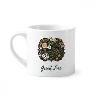 Dıythinker 170 ml Beyaz Beyaz Vahşi Çiçek Bitki Boyası Mini Kahve Seramik Kupa