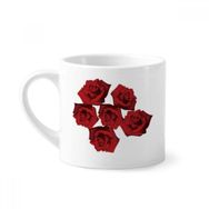 Dıythinker 170 ml Beyaz Bitki Çiçekleri Kırmızı Gül Çiçek Bitki Mini Kahve Seramik Kupa