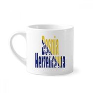 Dıythinker 170 ml Beyaz Bosna Hersek Bayrağı İsim Mini Kahve Seramik Kupa