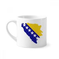 Dıythinker 170 ml Beyaz Bosna-Hersek Haritası Ulusal Bayrak Mini Kahve Seramik Kupa