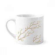 Dıythinker 170 ml Beyaz Branch Soyut Bitkiler Sanat Desenli Mini Kahve Seramik Kupa