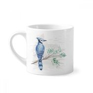 Dıythinker 170 ml Beyaz Branch Yaprak Mavi Papağan Mini Kahve Seramik Kupa