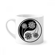 Dıythinker 170 ml Beyaz Budizm Budist Yin-yang Çiçek Tasarımlı Mini Kahve Seramik Kupa