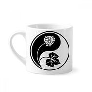 Dıythinker 170 ml Beyaz Budizm Din Yin-yang Çiçek Desenli Mini Kahve Seramik Kupa