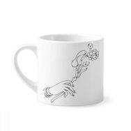 Dıythinker 170 ml Beyaz Budizm El Çiçek Çizgisi Çizim Desenli Mini Kahve Seramik Kupa