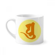Dıythinker 170 ml Beyaz Budizm Sanskrit Yu Yuvarlak Desenli Mini Kahve Seramik Kupa