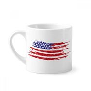 Dıythinker 170 ml Beyaz Bükülmüş Yıldızlar ve Çizgiler Amerika Ülke Bayrağı Mini Kahve Seramik Kupa