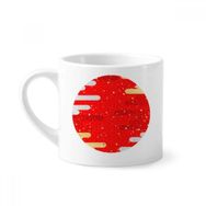 Dıythinker 170 ml Beyaz Bulutlar Geometri Kırmızı Desen Japon Mini Kahve Seramik Kupa