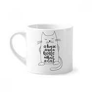 Dıythinker 170 ml Beyaz Cat In Home Siyah Beyaz Alıntı Mini Kahve Seramik Kupa