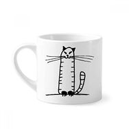 Dıythinker 170 ml Beyaz Cat Stripe Sit Black Line Mini Kahve Seramik Kupa