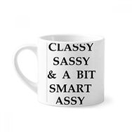 Dıythinker 170 ml Beyaz Classy Sassy Bit Akıllı Assy Tasarım Mini Kahve Seramik Kupa