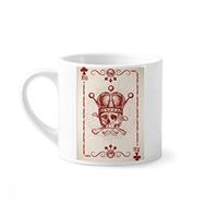 Dıythinker 170 ml Beyaz Clubs Kırmızı Taç İskelet Poker Kartı Desenli Mini Kahve Seramik Kupa