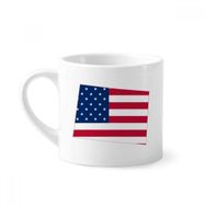 Dıythinker 170 ml Beyaz Colorado Amerika Haritası Yıldızlar Çizgili Bayrak Mini Kahve Seramik Kupa
