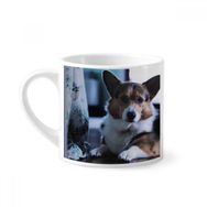Dıythinker 170 ml Beyaz Corgi Köpek Evcil Hayvan Yalnız Resim Mini Kahve Seramik Kupa