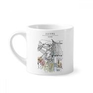 Dıythinker 170 ml Beyaz Crowed House Peaceful Life Lijiang Çin Mini Kahve Seramik Kupa
