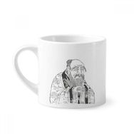 Dıythinker 170 ml Beyaz Dao Religion Çin Mürekkep Boyama Mini Kahve Seramik Kupa
