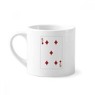 Dıythinker 170 ml Beyaz Diamond 5 Oyun Kartı Desenli Mini Kahve Seramik Kupa