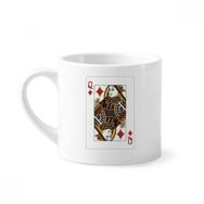 Dıythinker 170 ml Beyaz Diamond Q Oyun Kartları Desenli Mini Kahve Seramik Kupa