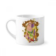Dıythinker 170 ml Beyaz Din Budist On sekiz Arhat Desenli Mini Kahve Seramik Kupa