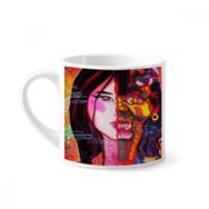 Dıythinker 170 ml Beyaz Disillusionment Soyut Sanatı Mini Kahve Seramik Kupa