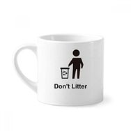 Dıythinker 170 ml Beyaz Don't Litter Siyah Sembol Desenli Mini Kahve Seramik Kupa
