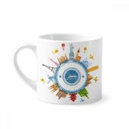 Dıythinker 170 ml Beyaz Dünya Dünya Simgesi Şehir Desenli Mini Kahve Seramik Kupa