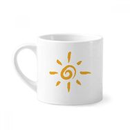 Dıythinker 170 ml Beyaz El Boyama Sarı Güneş Güneş Mini Kahve Seramik Kupa