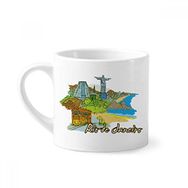 Dıythinker 170 ml Beyaz El Boyaması Brezilya Rio De Janeiro Mini Kahve Seramik Kupa
