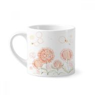 Dıythinker 170 ml Beyaz El Boyaması Çiçek Bitki Ayçiçeği Bal Arısı Mini Kahve Seramik Kupa